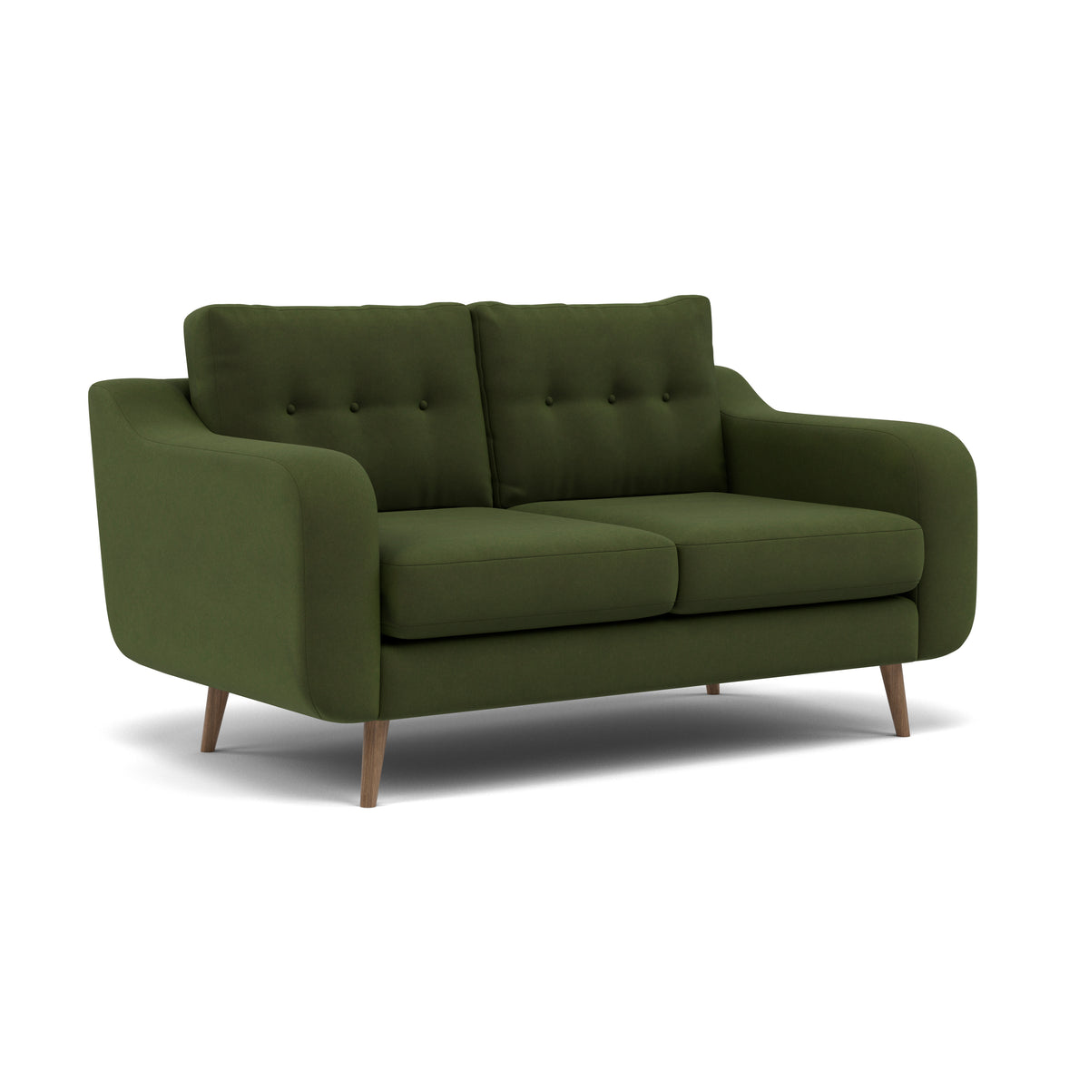 Phoebe 2 Seater Sofa - Small Sofa Standard Back Grade B — Plush Velvet Vine / Weathered Oak, gallery image 1