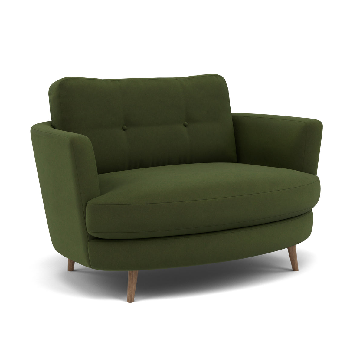 Phoebe Oval Loveseat - Oval Cuddler Grade B — Plush Velvet Vine / Weathered Oak, gallery image 1
