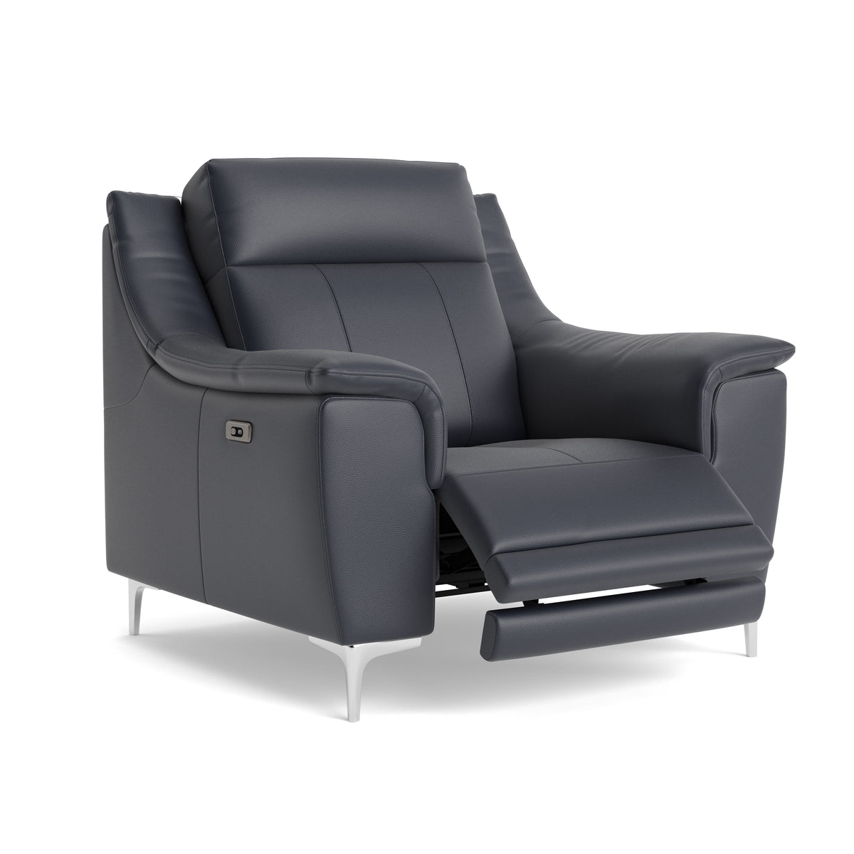 Nicoletti Carmen Recliner Armchair - Power Recliner Chair CB - Power Recliner with USB — Feet: Shiny Metal / Torello PS Blu -S 81, gallery image 1
