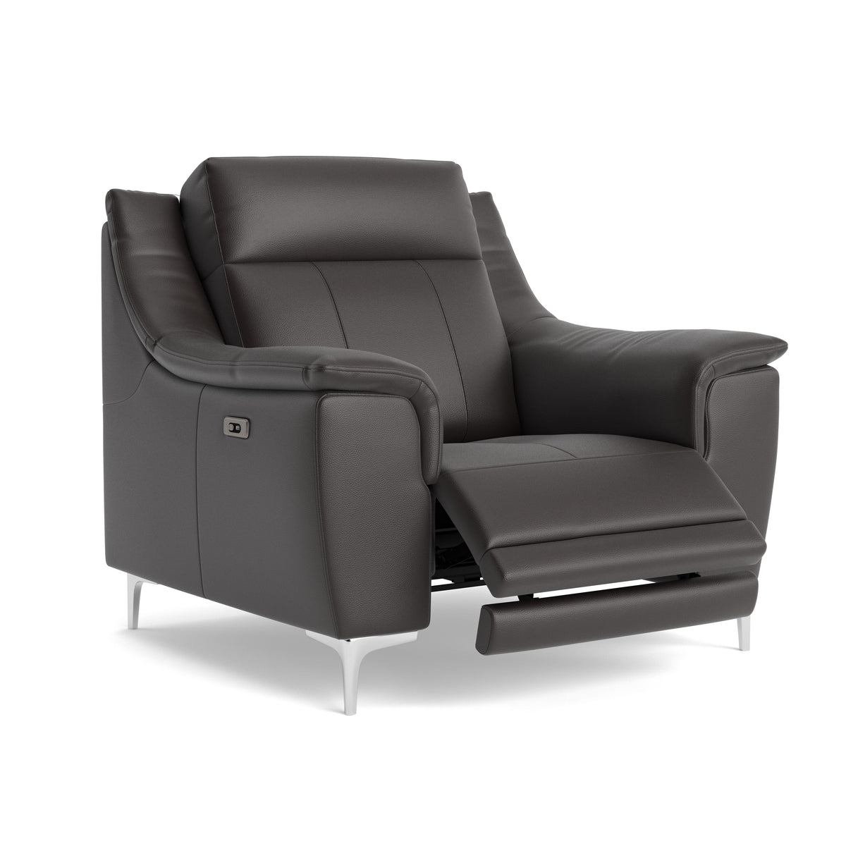 Nicoletti Carmen Recliner Armchair - Power Recliner Chair CB - Power Recliner with USB — Feet: Shiny Metal / Torello PS Chocol -S 91, gallery image 1