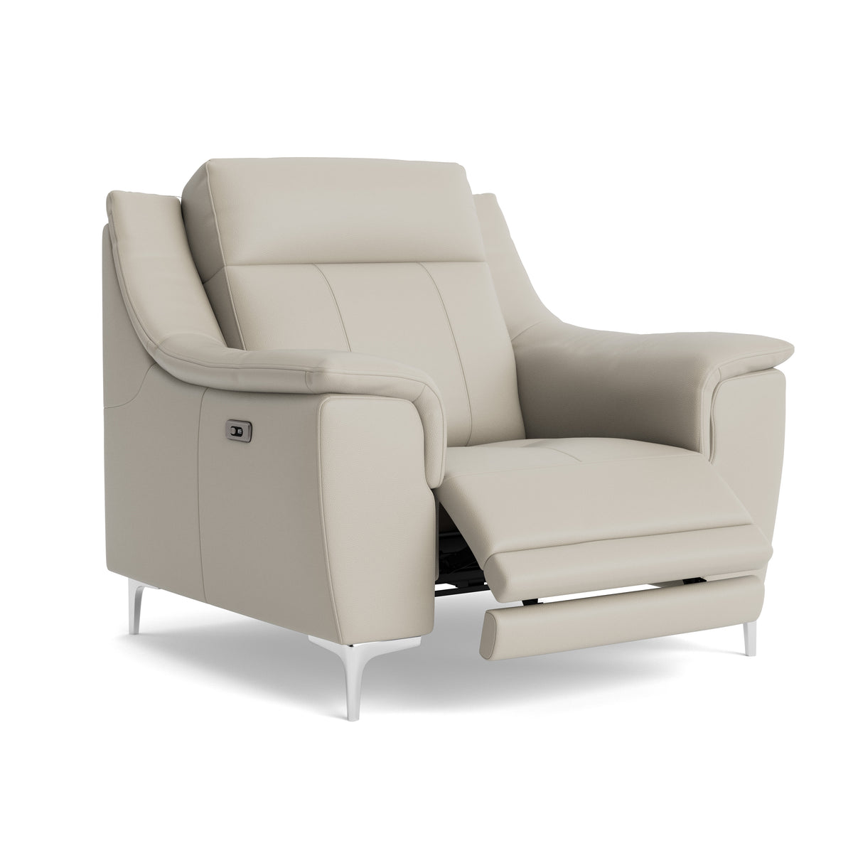 Nicoletti Carmen Recliner Armchair - Power Recliner Chair CB - Power Recliner with USB — Feet: Shiny Metal / Torello PS Tortora 328, gallery image 1