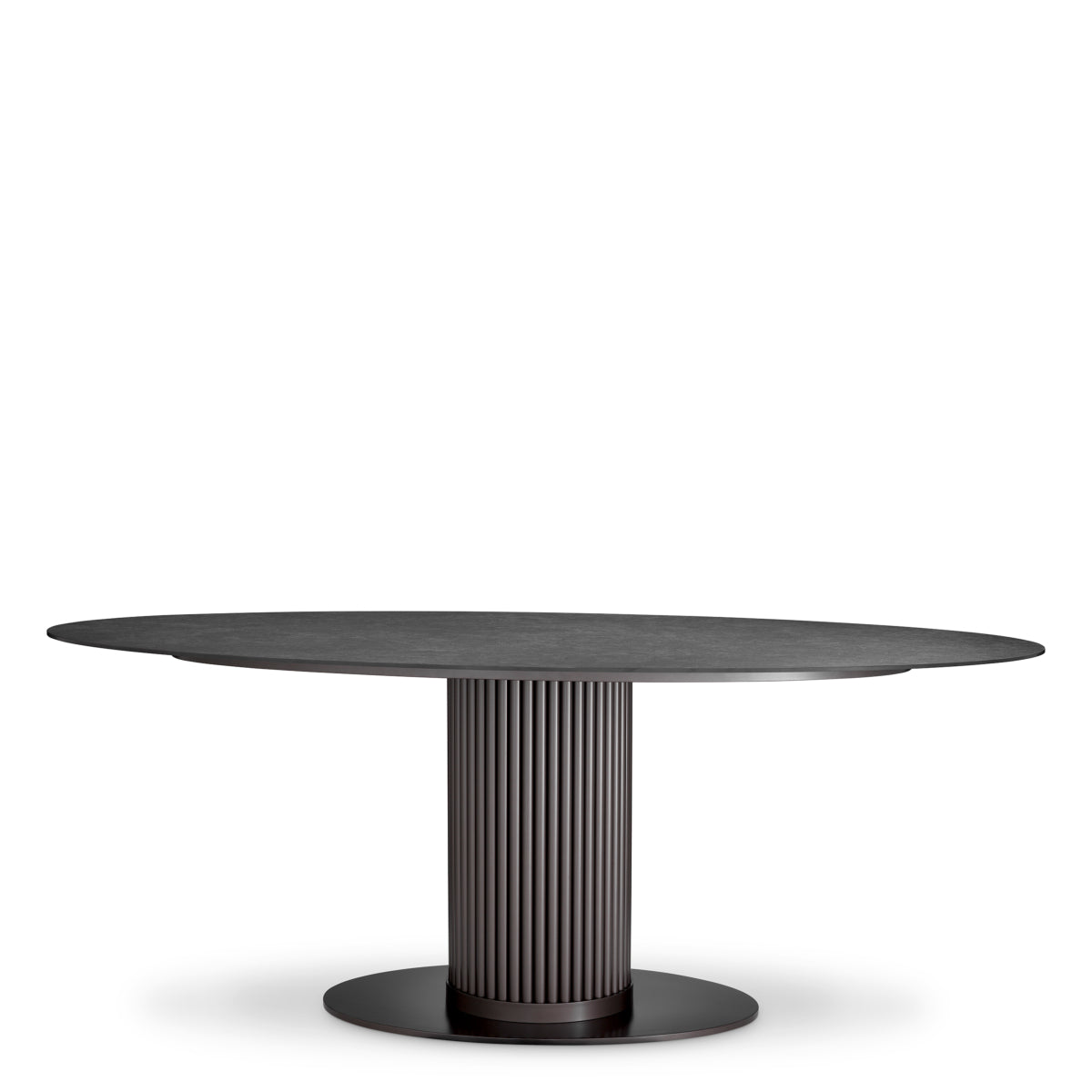 Eichholtz Volterra Oval Dining Table Bronze Finish Grey Ceramic Top - Oval Dining Table Bronze Finish Grey Ceramic Top Dining Tables Sterling Home 4