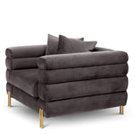 Eichholtz York Armchair Savona Grey Velvet Brushed Brass Legs - Armchair Savona Grey Velvet Armchairs Sterling Home 4