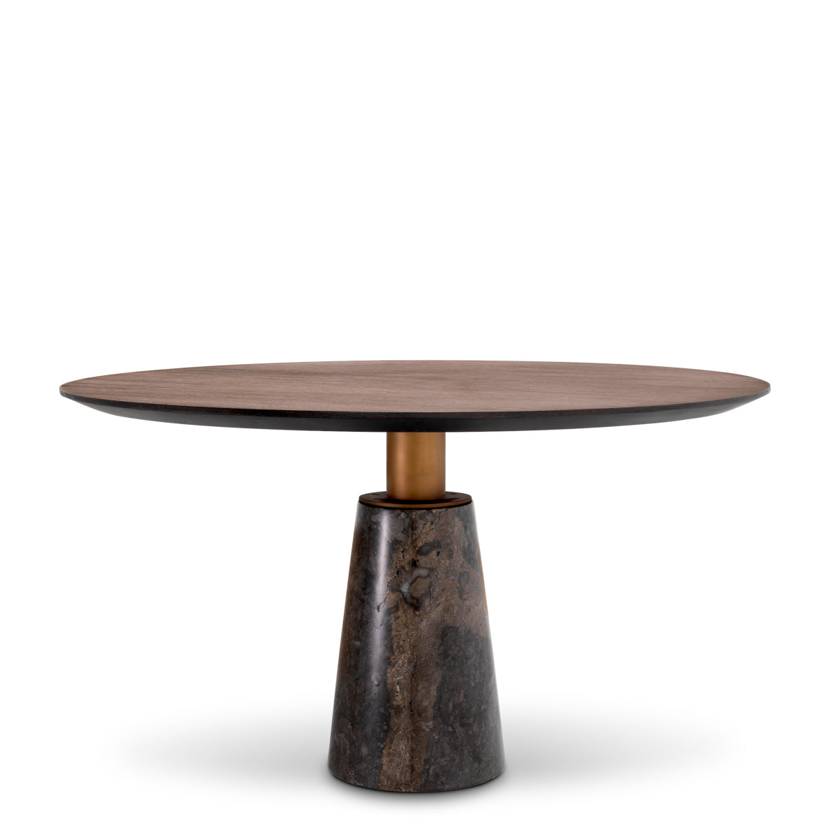 Eichholtz Genova Round Dining Table Grey Marble Mocha Straight Oak Veneer Brushed Brass Finish - Round Dining Table Grey Marble Mocha Straight Oak Veneer Brushed Brass Finish Dining Tables Sterling Home 5