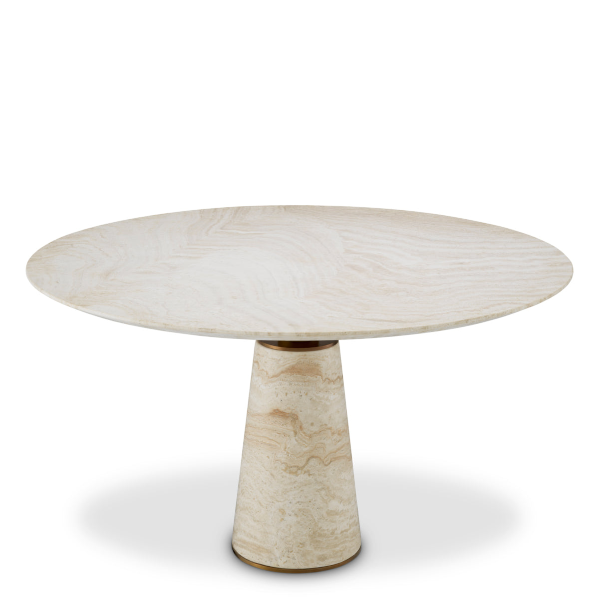Eichholtz Genova Round Dining Table Travertine Brushed Brass Finish - Round Dining Table Travertine Brushed Brass Finish Dining Tables Sterling Home 4