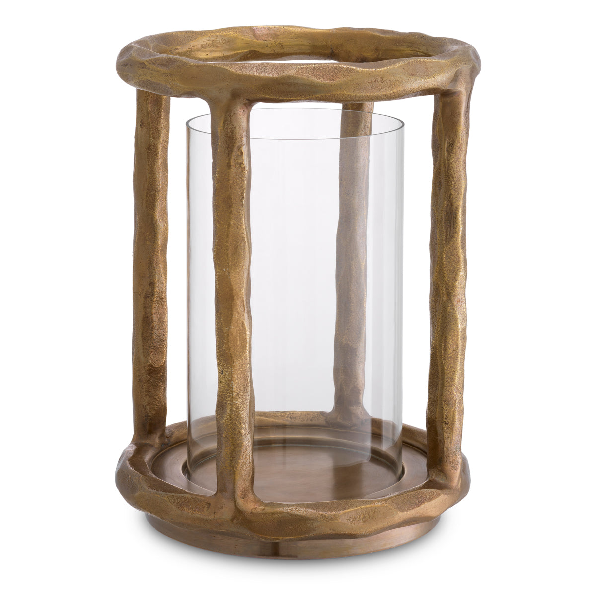 Eichholtz Throne Hurricane Lamp Vintage Brass Finish Clear Glass - Hurricane Throne Vintage Brass Finish Clear Glass Accessories Sterling Home 4