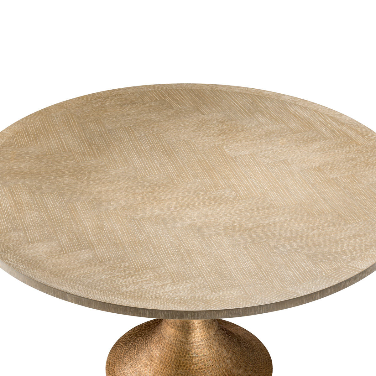 Eichholtz Melchior Round Dining Table Washed Oak Veneer / Brushed Brass Finish - Round Dining Table Washed Oak Veneer / Brushed Brass Finish Dining Tables Sterling Home 4