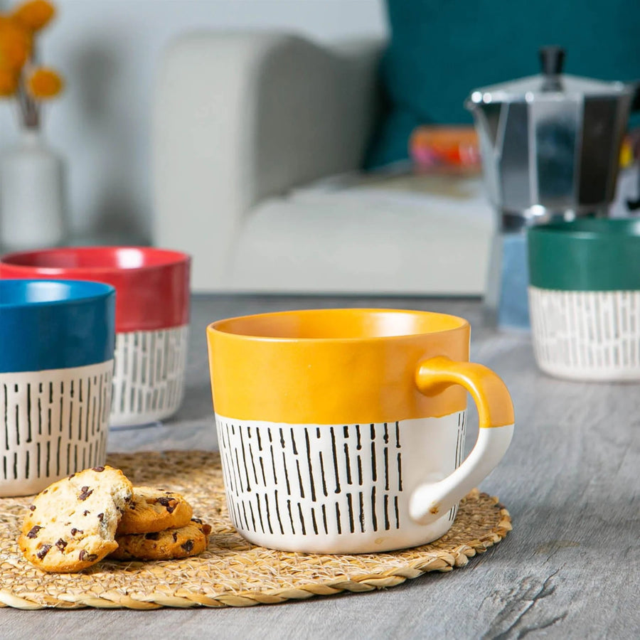 Dash Two Tone Yellow Mug - Two Tone Dash Mustard Mug Sterling Home 1