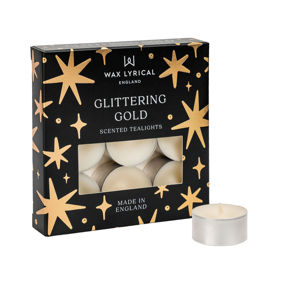 Wax Lyrical Glittering Gold Tealights 9 Pack - Glittering Gold Tealights 9 Pack Sterling Home 2