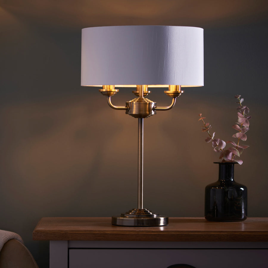 Highclere 3 Antique Brass Table Lamp - DHD Highclere 3 Table Lamp Antique Brass Sterling Home 1