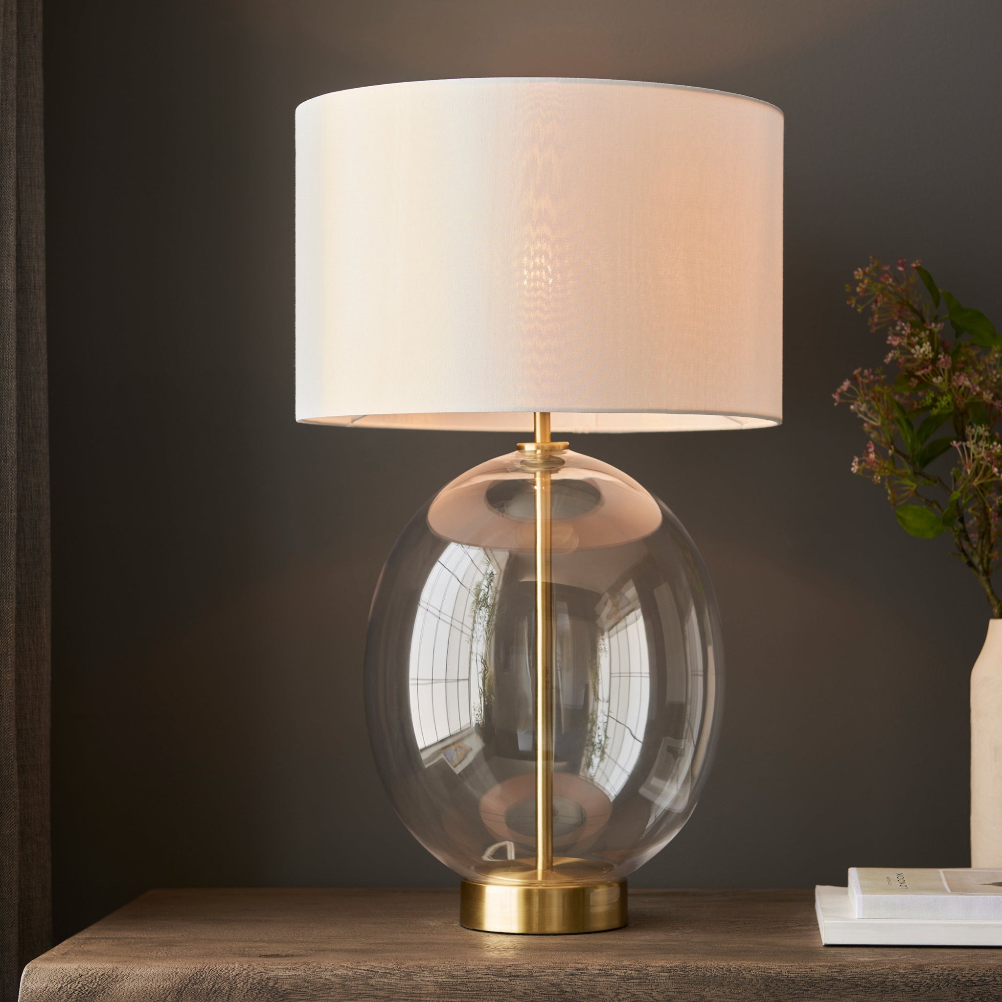 Kelda Oval Table Lamp - DHD Kelda Oval Table Lamp Satin Brass Vintage White Sterling Home 3