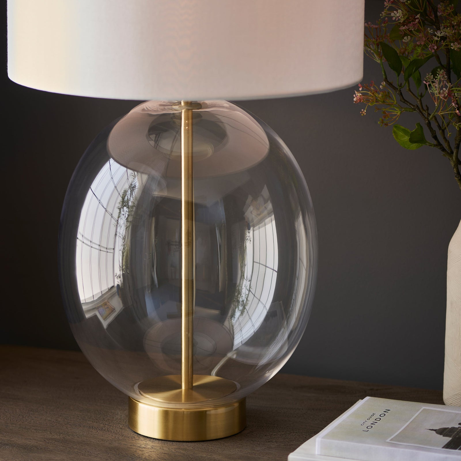 Kelda Oval Table Lamp - DHD Kelda Oval Table Lamp Satin Brass Vintage White Sterling Home 2