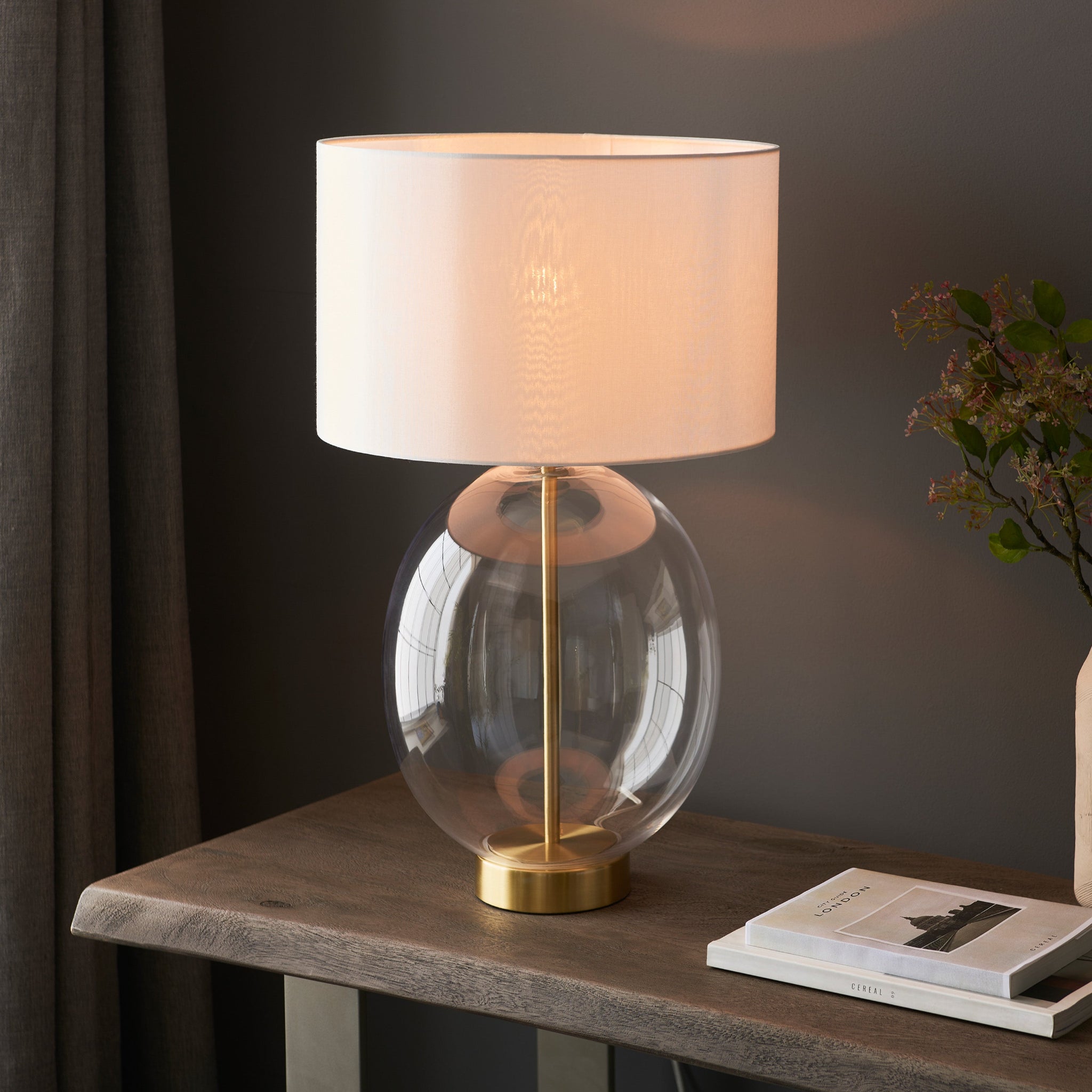 Kelda Oval Table Lamp - DHD Kelda Oval Table Lamp Satin Brass Vintage White Sterling Home 1