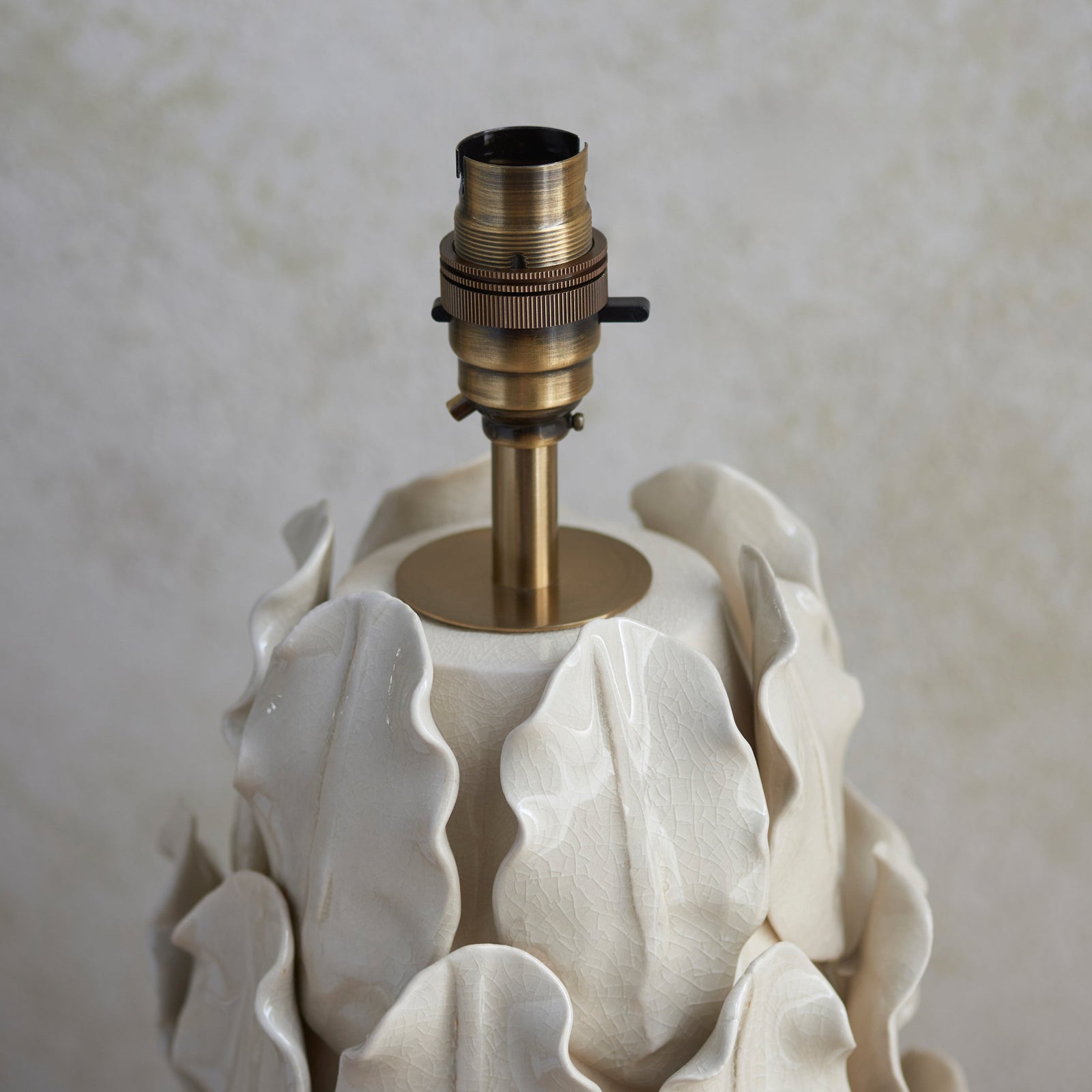 Layered Leaf Cream Table Lamp Base - DHD Layered Leaf Table Lamp Base Ivory Crackle Large Sterling Home 4