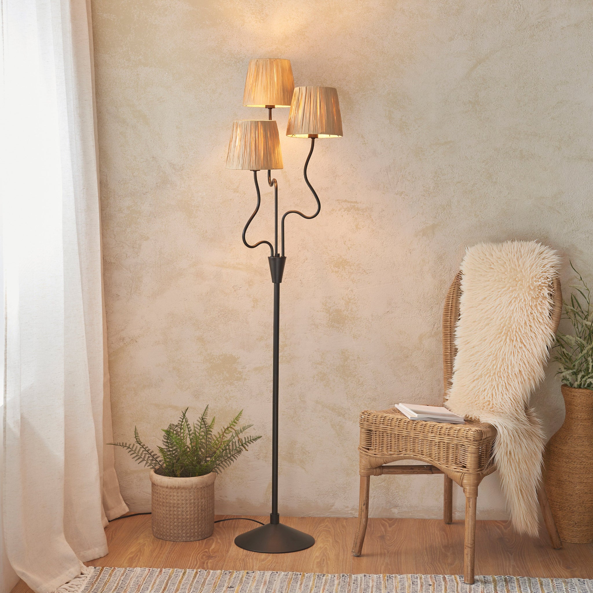 Wriggle 3 Black Floor Lamp - DHD Wriggle 3 Floor Lamp Matt Black Sterling Home 1