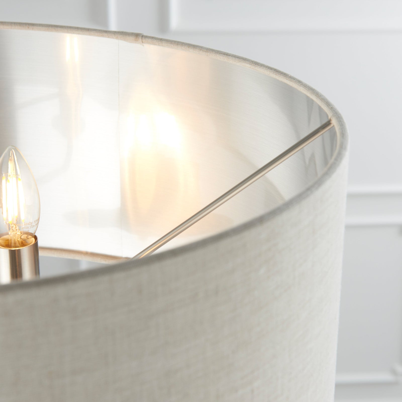 Highclere 3 Chrome And Cream Floor Light - DHD Highclere 3 Floor Light Chrome & Natural Sterling Home 2