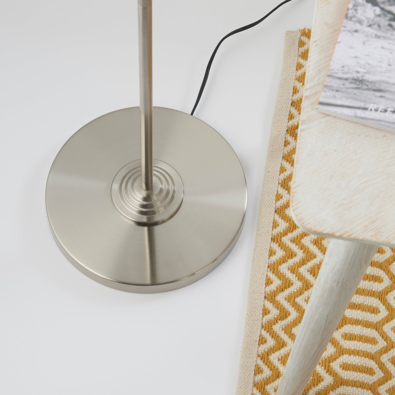 Highclere 3 Chrome And Cream Floor Light - DHD Highclere 3 Floor Light Chrome & Natural Sterling Home 4