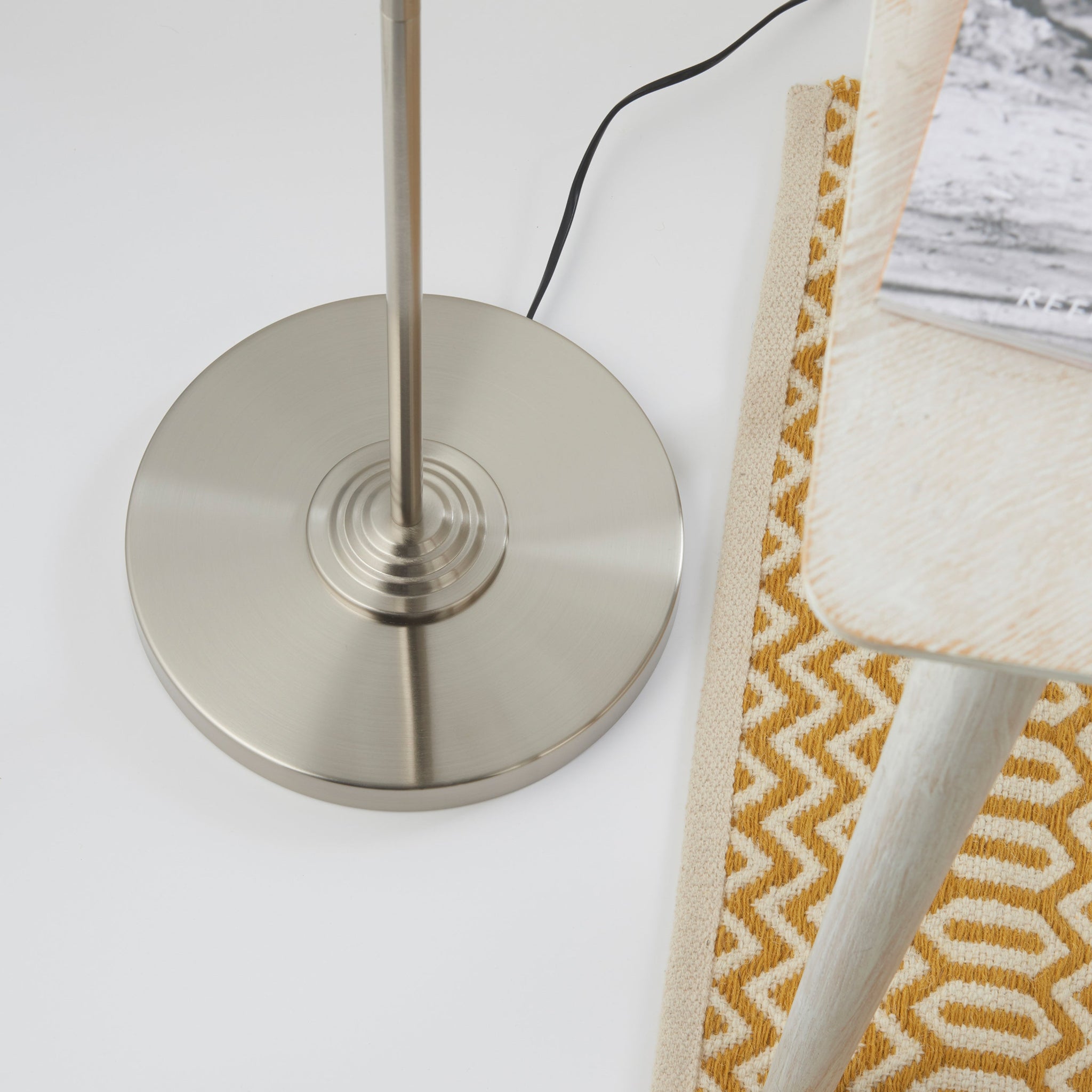 Highclere 3 Chrome And Cream Floor Light - DHD Highclere 3 Floor Light Chrome & Natural Sterling Home 4