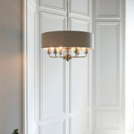 Highclere 6 Chrome And Cream Floor Light - DHD Highclere 6 Pendant Light Chrome & Natural Sterling Home 2