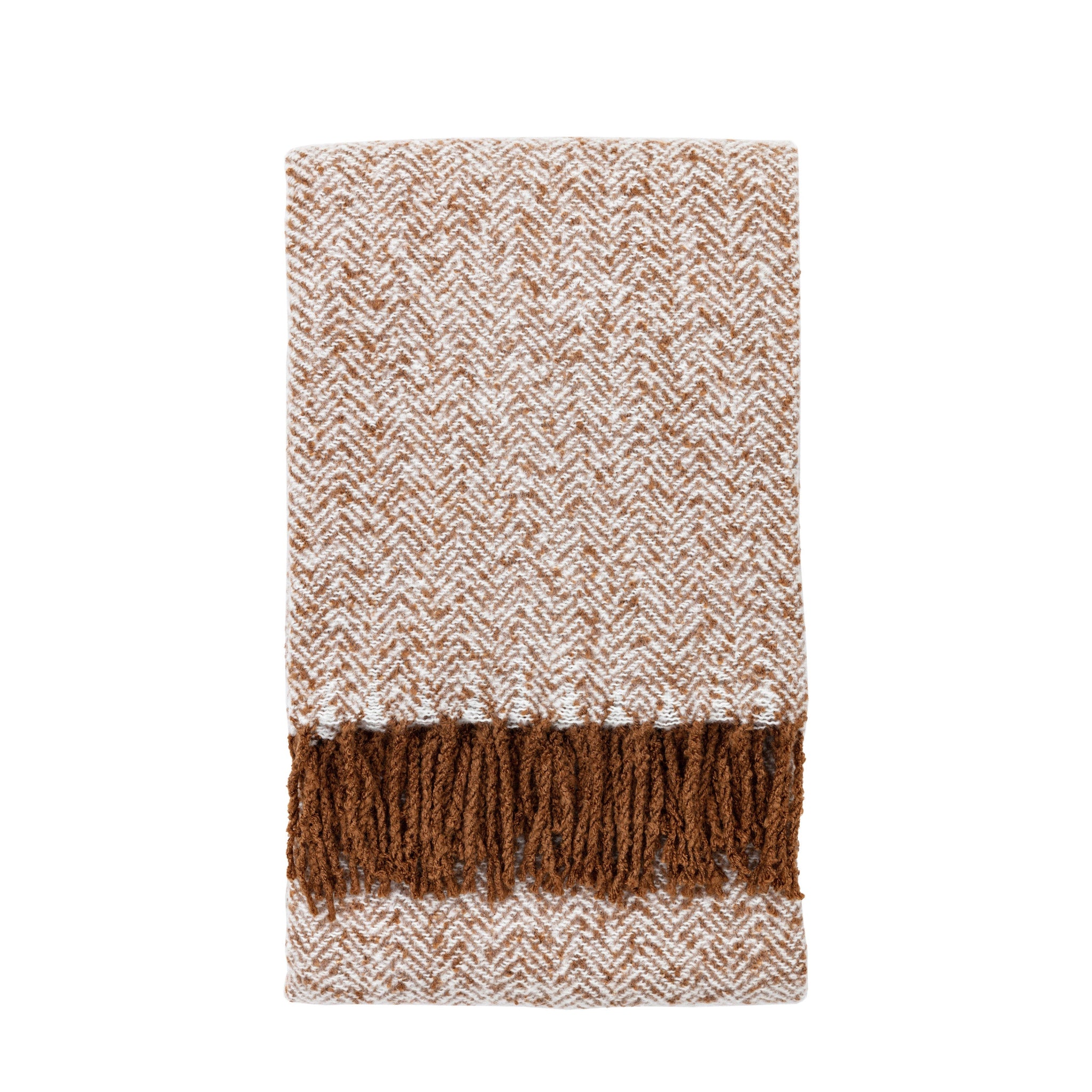Herringbone Faux Mohair Brown Throw - Herringbone Faux Mohair Throw Tan 130x180CM Sterling Home 1