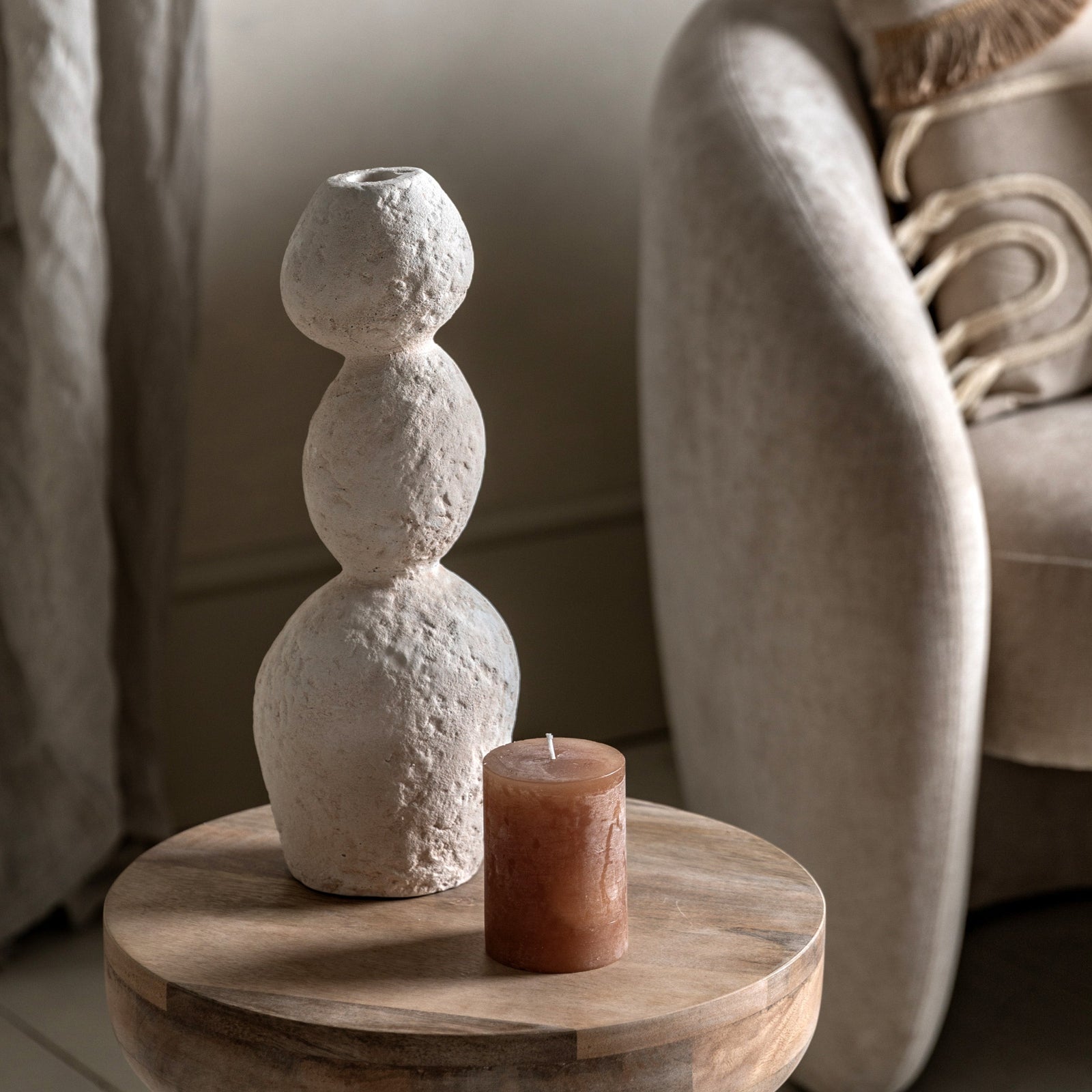 Ora Pebble Candle Holder Large - Ora Pebble Candle Holder Large Sterling Home 1