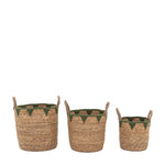 Elgon Set Of 3 Natural And Green Baskets - Elgon Baskets Natural & Green Set Of 3 Sterling Home 3