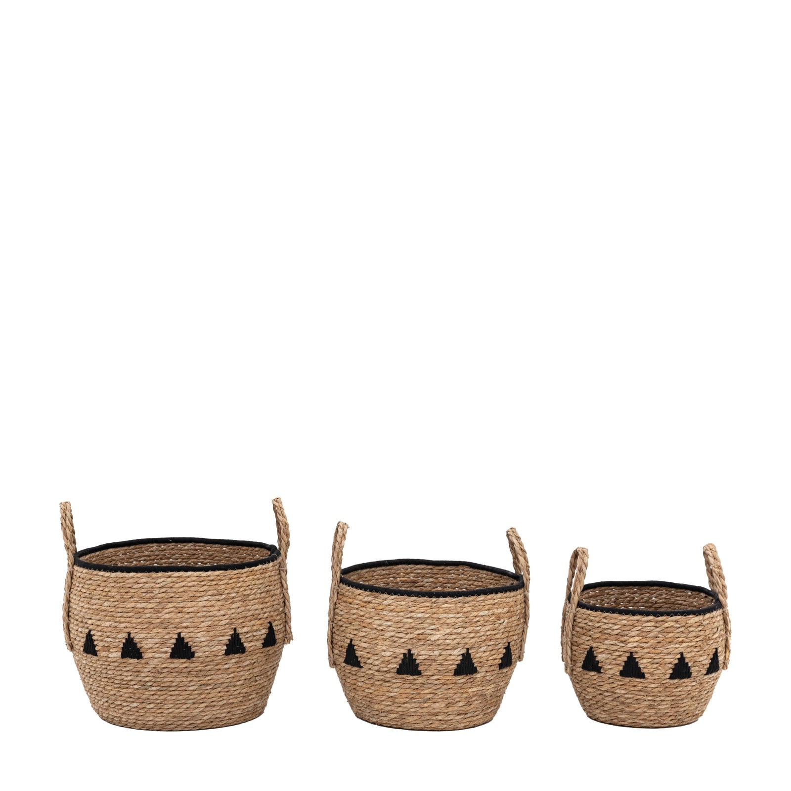 Alid Set Of 3 Natural And Black Baskets - Alid Baskets Natural & Black Set of 3 Sterling Home 3