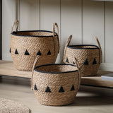 Alid Set Of 3 Natural And Black Baskets