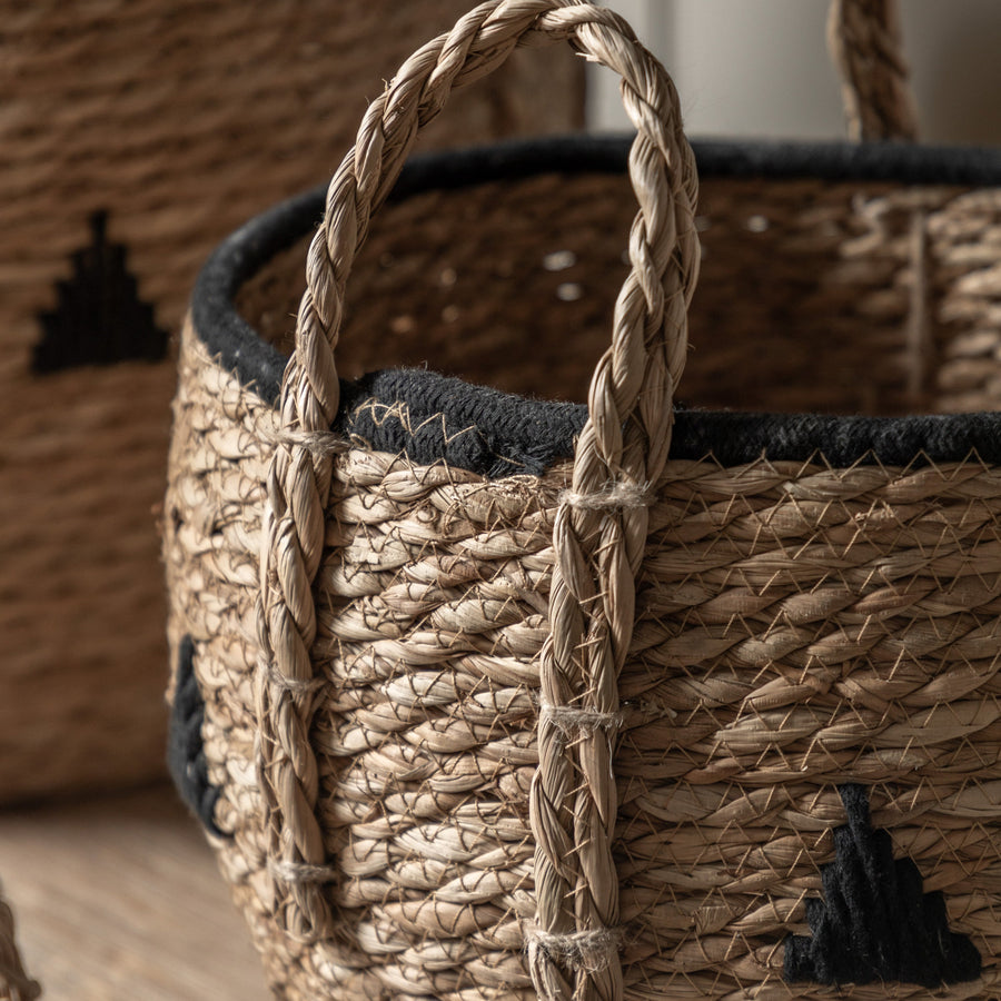 Alid Set Of 3 Natural And Black Baskets - Alid Baskets Natural & Black Set of 3 Sterling Home 2