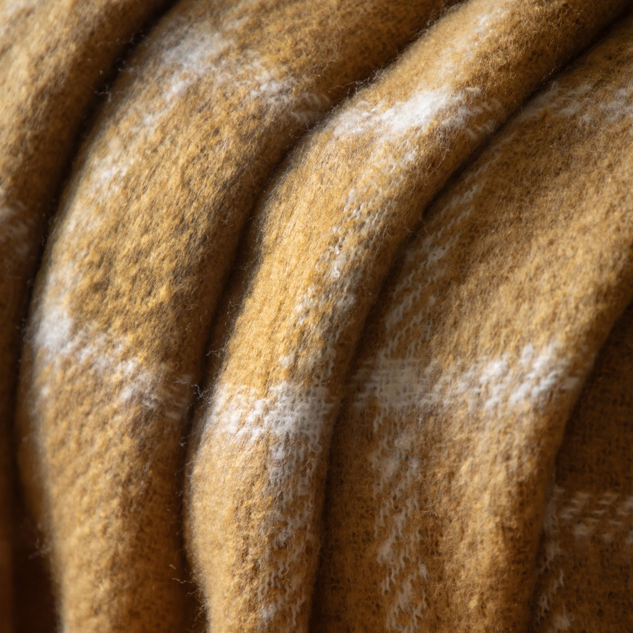 Poly Faux Mohair Check Yellow Throw - Poly Faux Mohair Check Throw Mustard 130x150CM Sterling Home 5