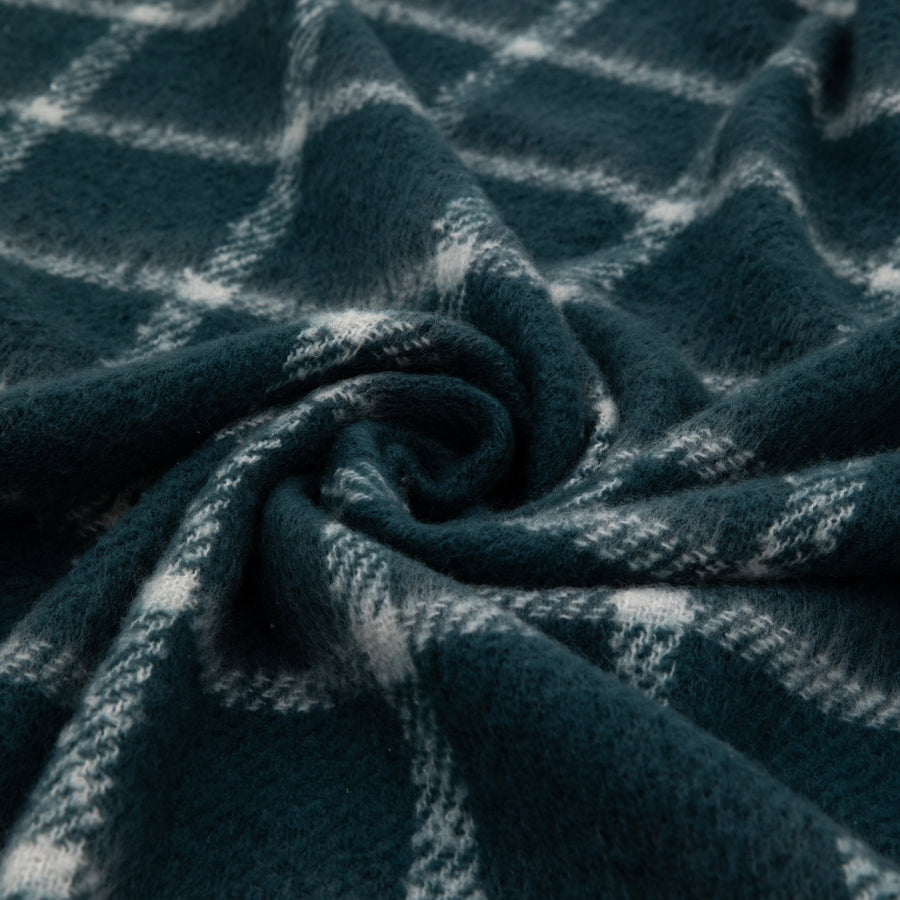 Poly Faux Mohair Check Blue Throw - Poly Faux Mohair Check Throw Blue 130x150CM Sterling Home 2