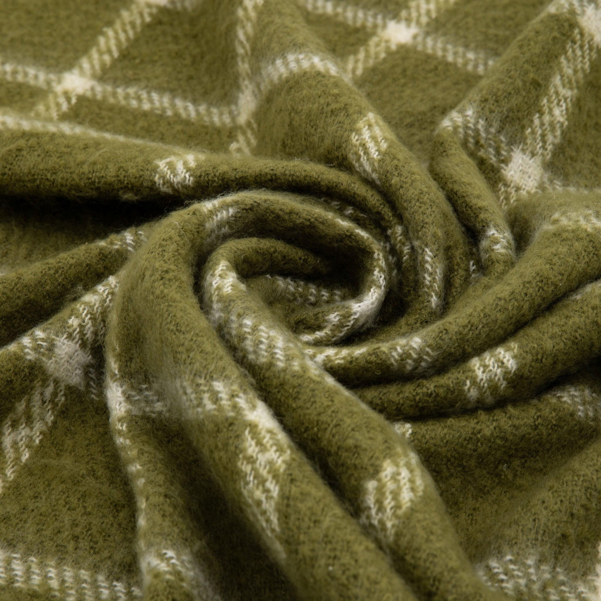 Poly Faux Mohair Check Green Throw - Poly Faux Mohair Check Throw Green 130x150CM Sterling Home 2