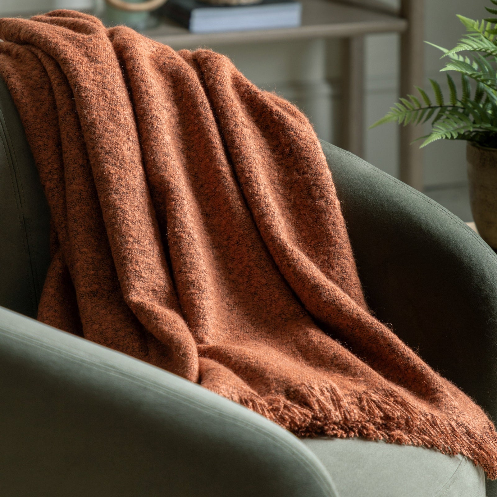 Melange Acrylic Orange Throw - Melange Acrylic Throw Rust 130x150CM Sterling Home 3