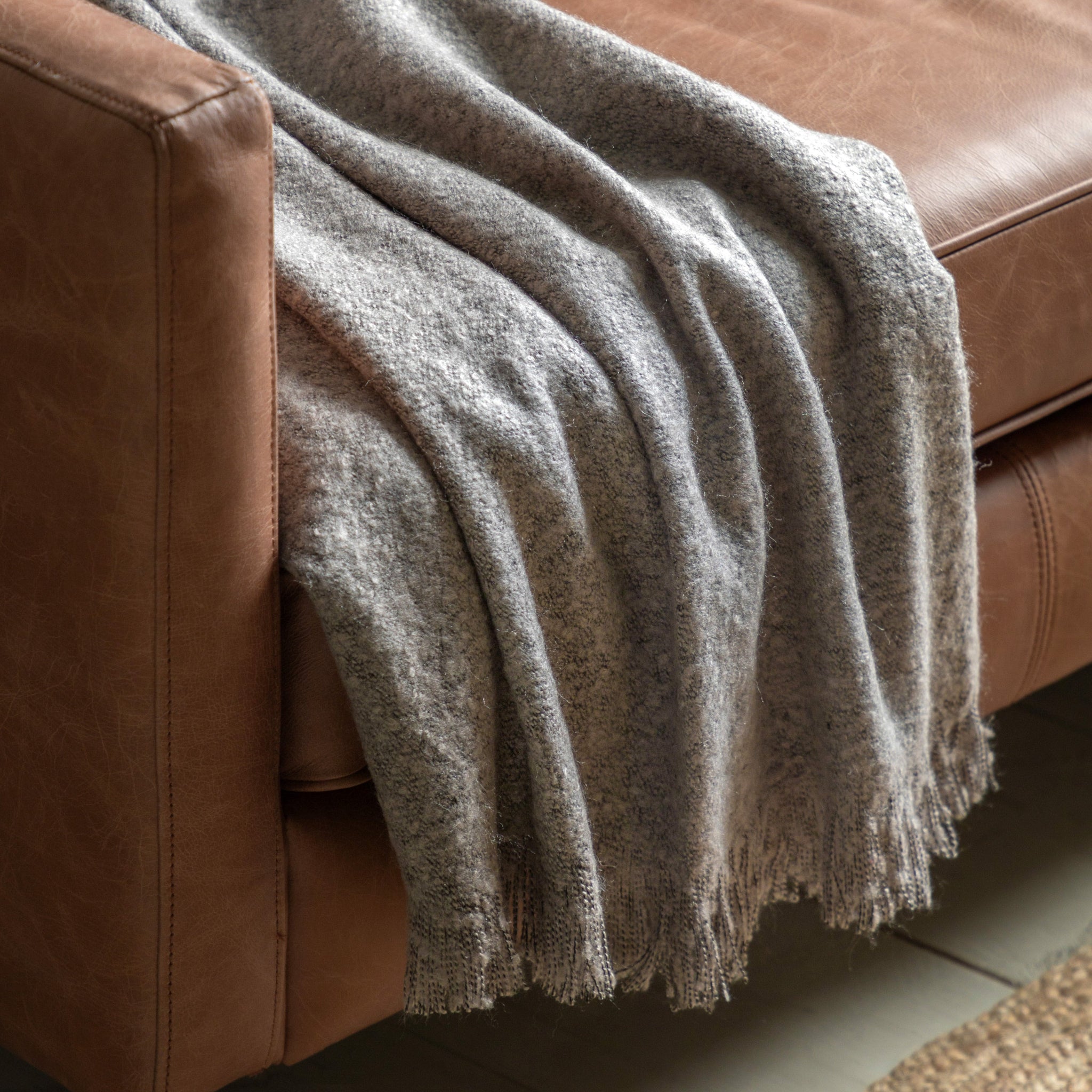 Melange Acrylic Light Grey Throw - Melange Acrylic Throw Light Grey 130x150CM Sterling Home 3