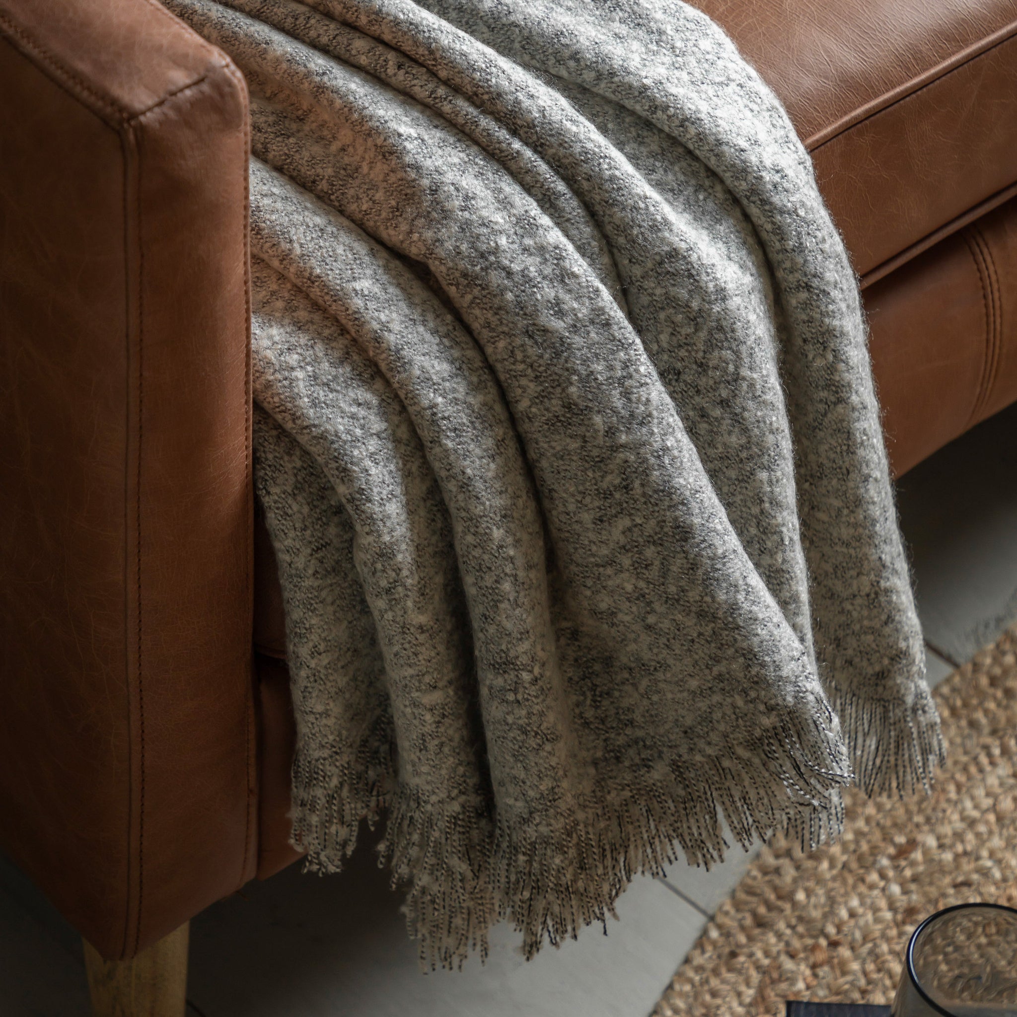 Melange Acrylic Dark Grey Throw - Melange Acrylic Throw Dark Grey 130x150CM Sterling Home 3