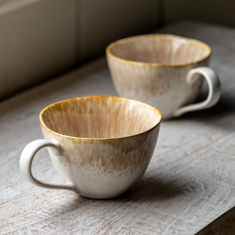 Reactive Organic Set Of 4 Brown Mugs - DHD Reactive Organic Mug Camel 4Pk Sterling Home 1