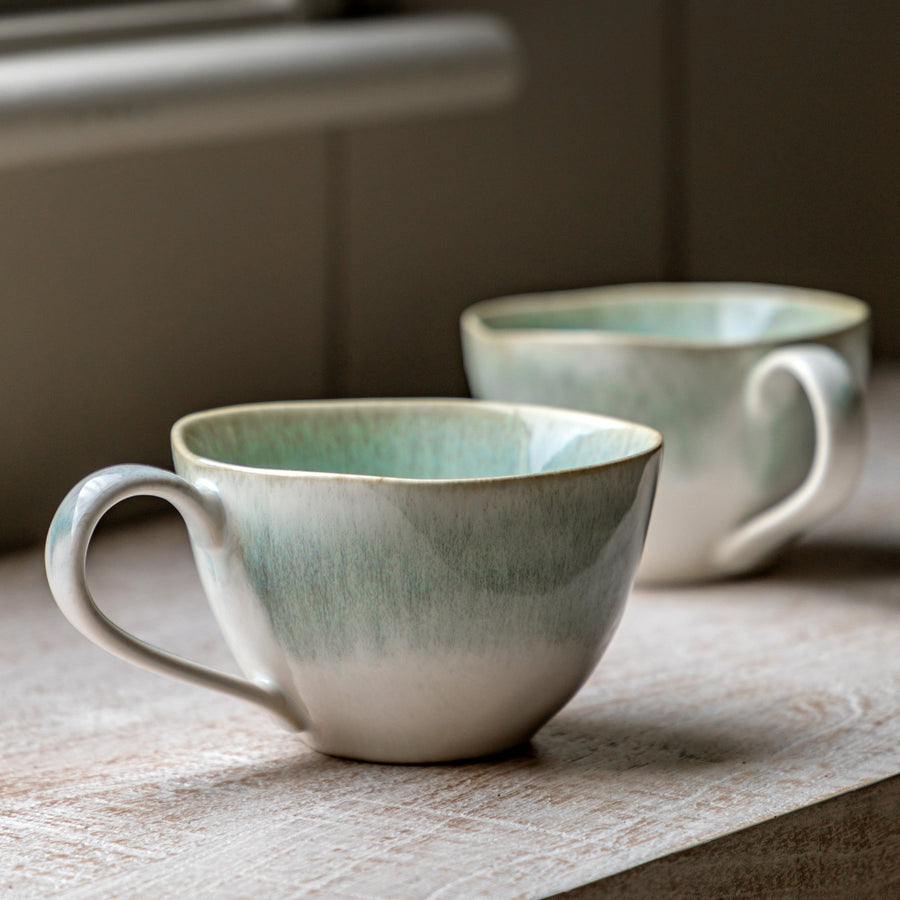 Reactive Organic Set Of 4 Green Mugs - DHD Reactive Organic Mug Duck Egg 4Pk Sterling Home 1