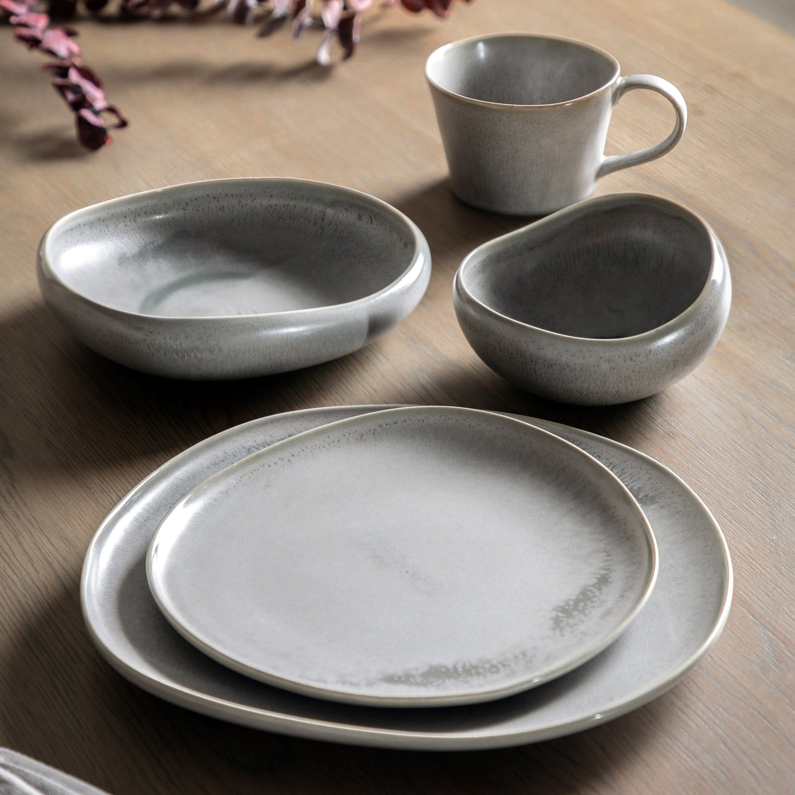 Pebble Glaze Grey Pasta Bowl Set Of 4 - DHD Pebble Glaze Pasta Bowl Dove Grey 4Pk Sterling Home 3