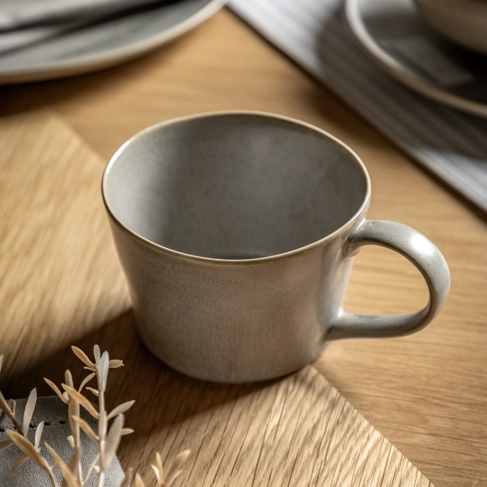 Reactive Organic Set Of 4 Grey Mugs - DHD Pebble Glaze Mug Dove Grey 4Pk Sterling Home 1