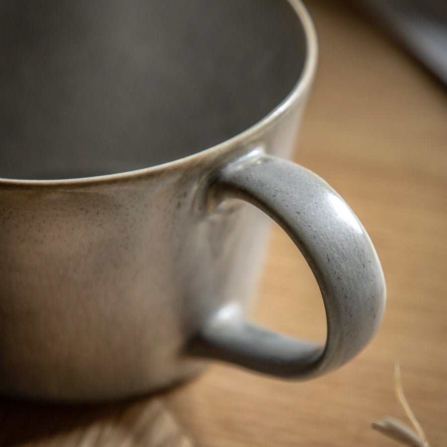 Reactive Organic Set Of 4 Grey Mugs - DHD Pebble Glaze Mug Dove Grey 4Pk Sterling Home 2