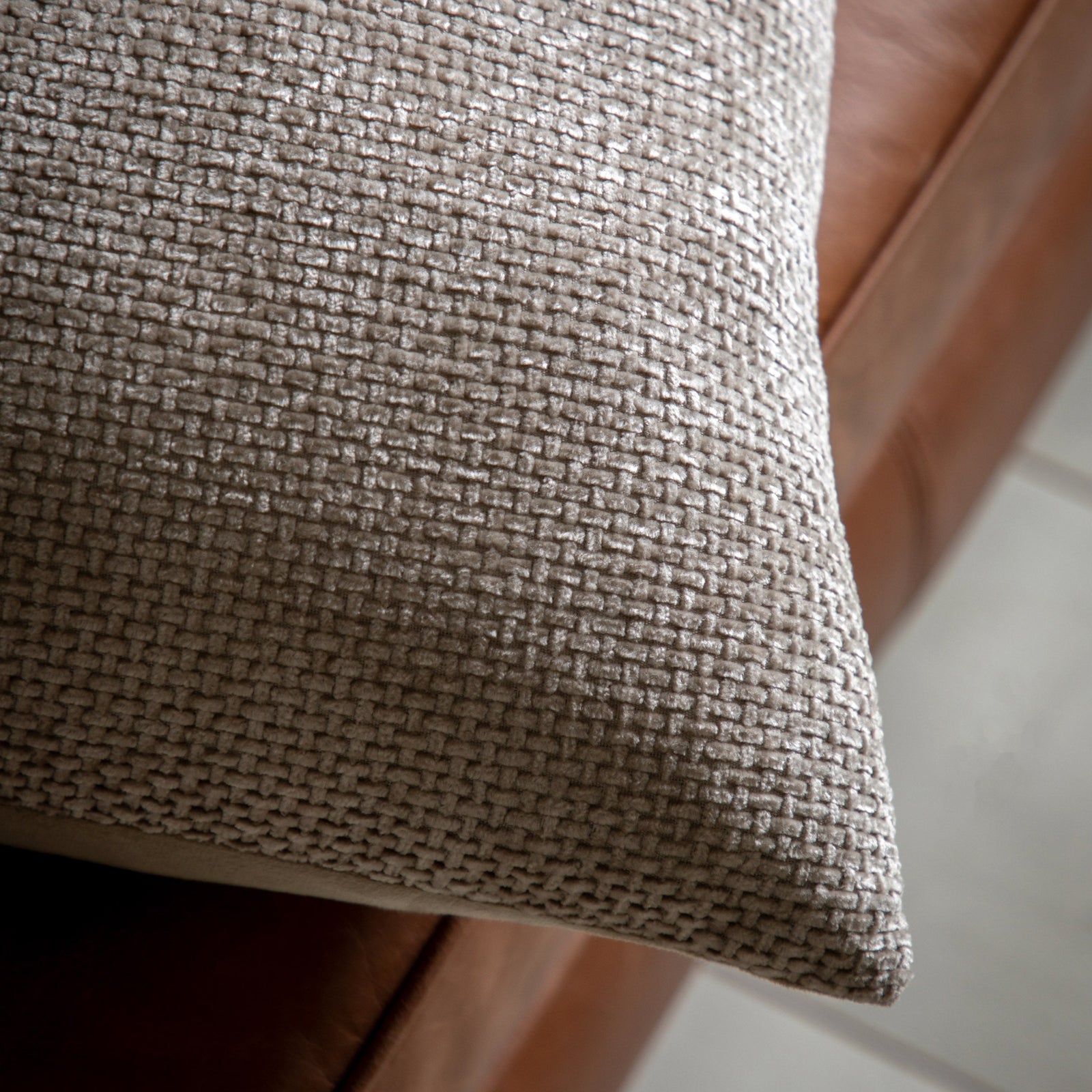 Basketweave Chenille Cream Cushion 2 Pack - Basketweave Chenille Cushion Cream 2pk Sterling Home 2