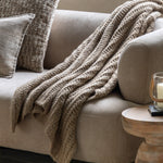 Luxury Melange Knit Brown Throw - Luxury Melange Knit Throw Oatmeal 130x170CM Sterling Home 2