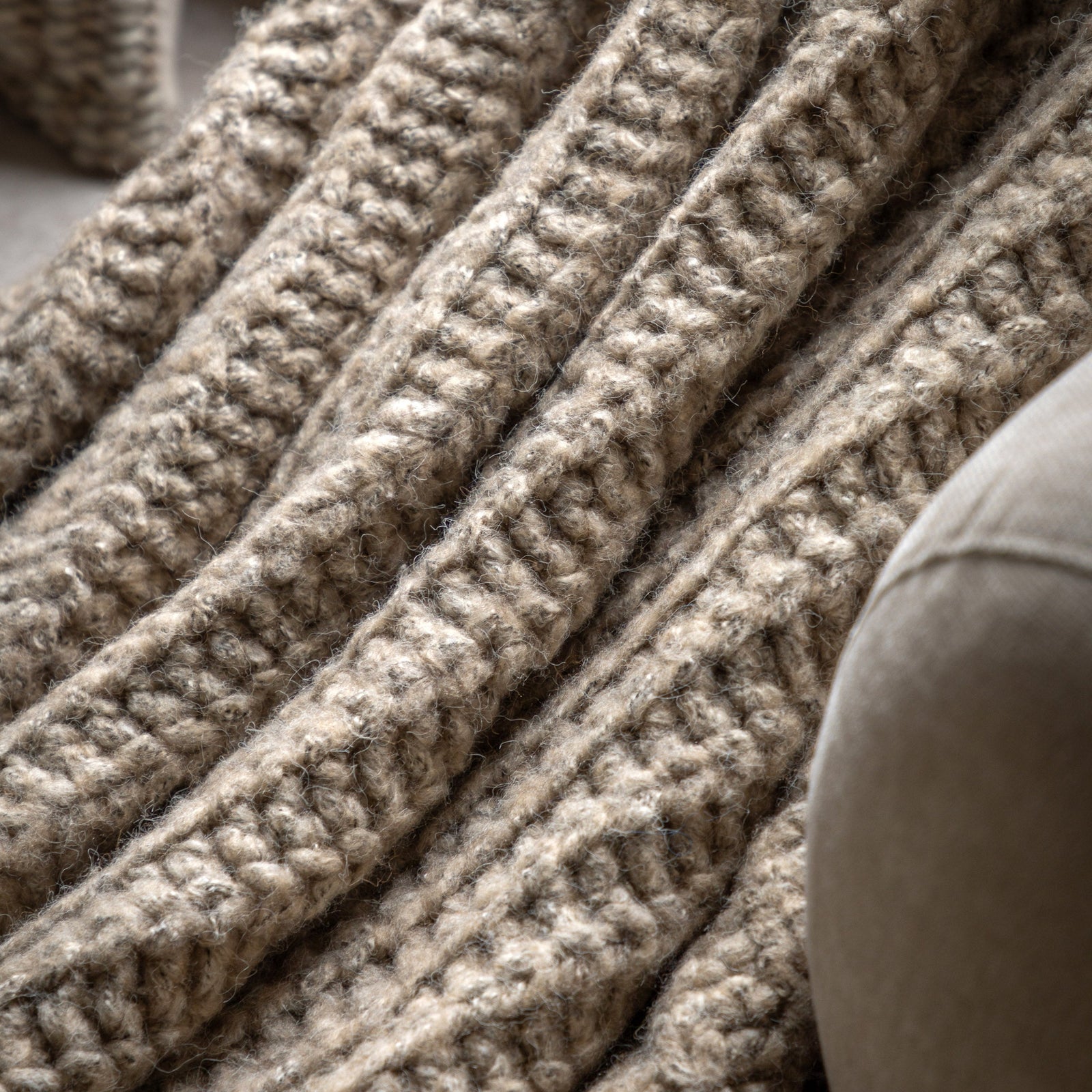 Luxury Melange Knit Brown Throw - Luxury Melange Knit Throw Oatmeal 130x170CM Sterling Home 3