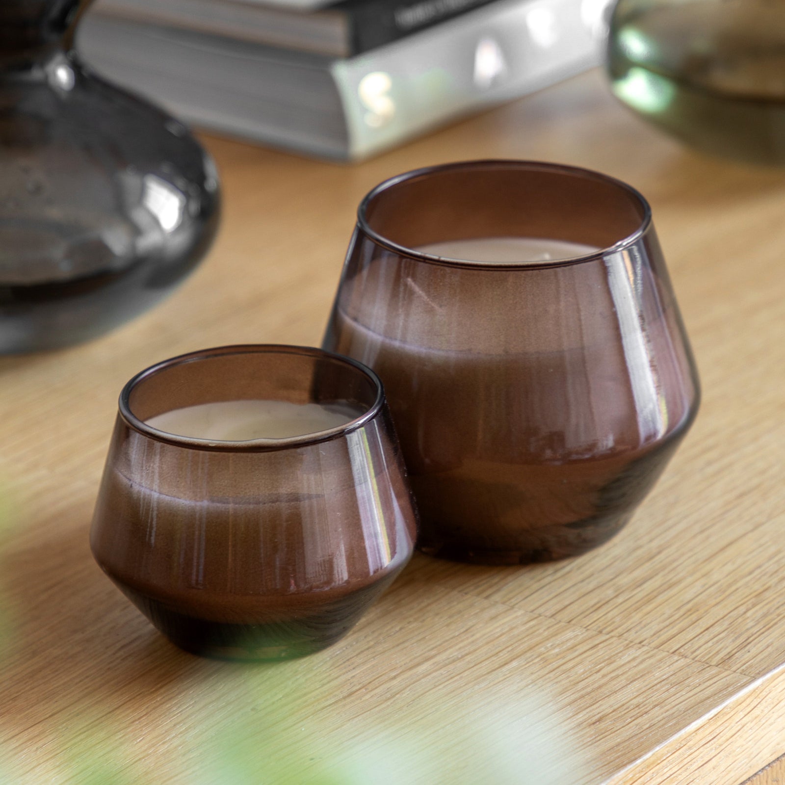 Oud Rose Glass Candle Set of 2 - Oud Rose Glass Candle Set of 2 Sterling Home 1