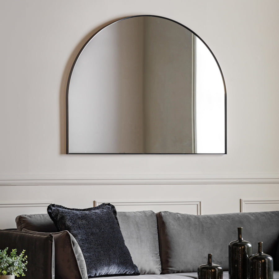 Holworth Overmantle Black Mirror - DHD Holworth Overmantle Mirror Black 90X110CM Sterling Home 1