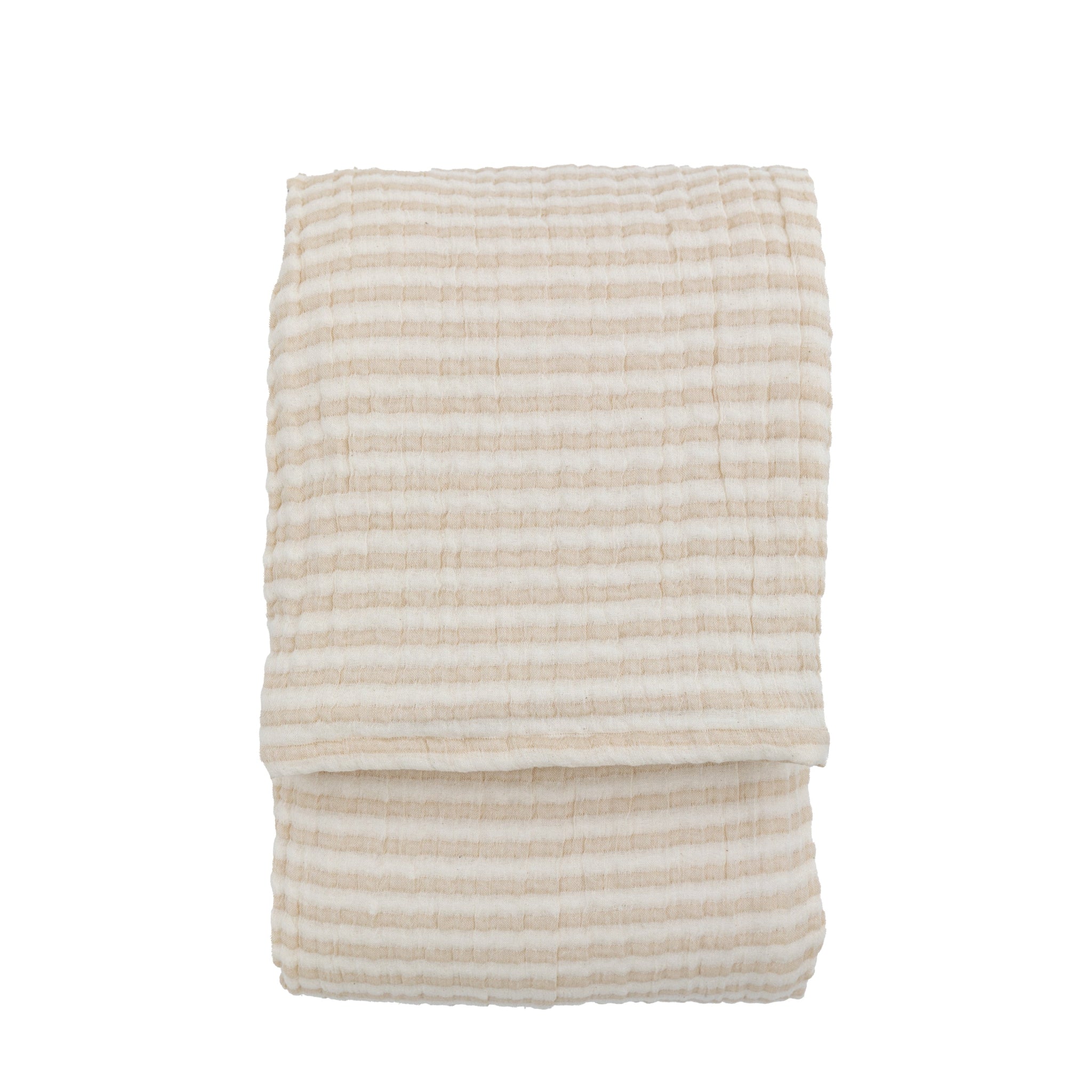 Crinkle Stripe Cream Bedspread - Crinkle Stripe Bedspread Beige 240x260CM Sterling Home 3