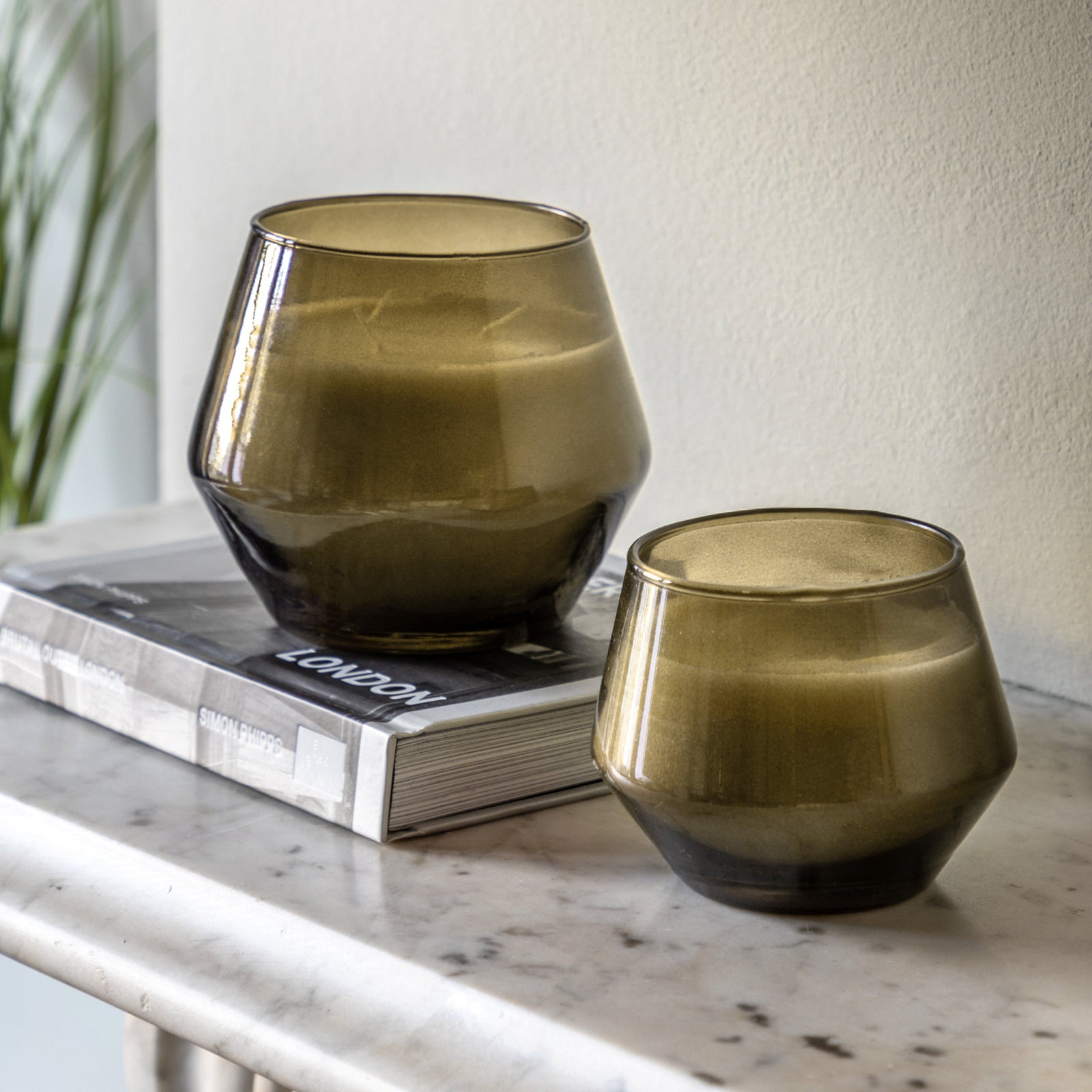 Basil & Manderin Glass Candle Large Set of 2 - Basil & Manderin Glass Candle Large Set of 2 Sterling Home 1