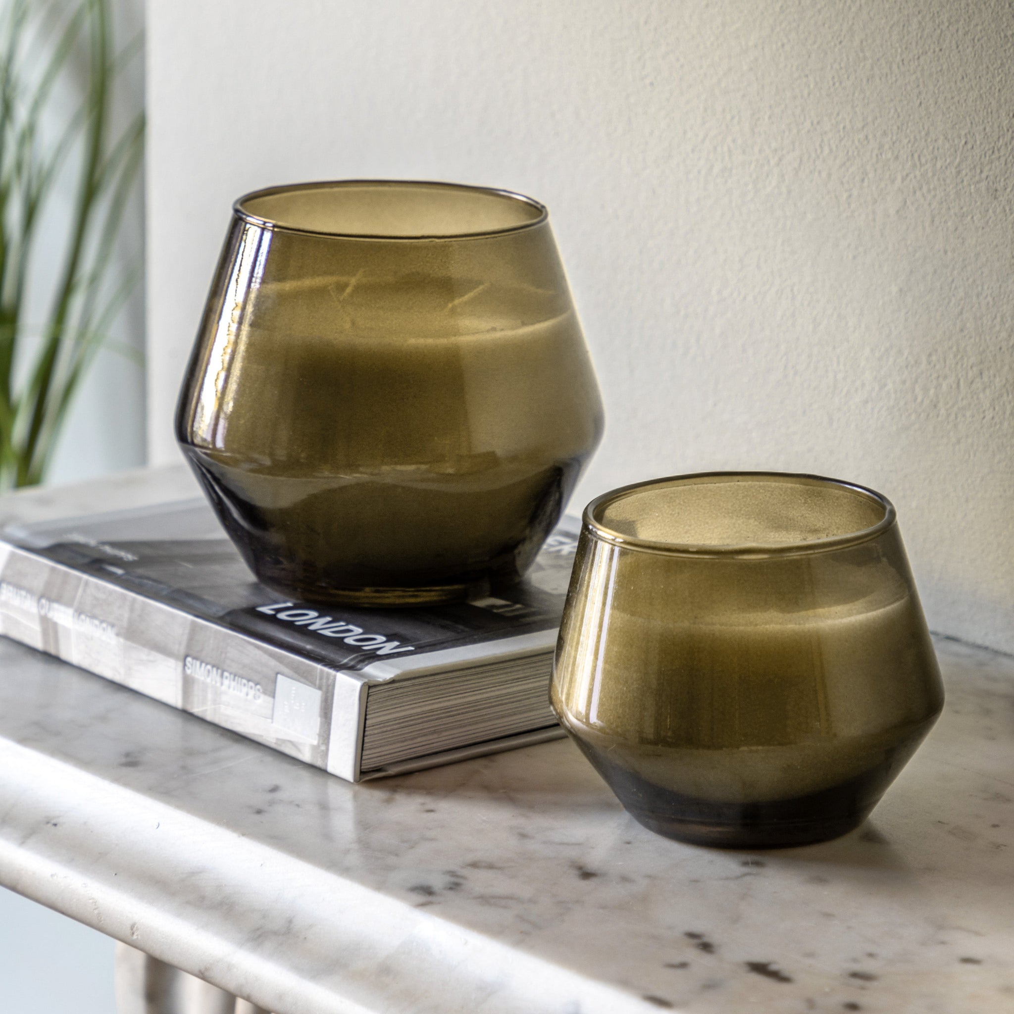 Basil & Manderin Glass Candle Large Set of 2 - Basil & Manderin Glass Candle Large Set of 2 Sterling Home 1