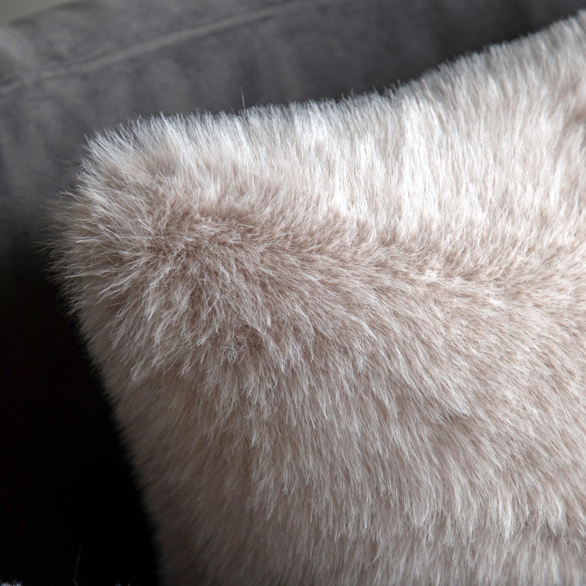 Maple Faux Fur Cream Rectangle Cushion - Maple Faux Fur Cushion Oatmeal 40x60CM Sterling Home 2