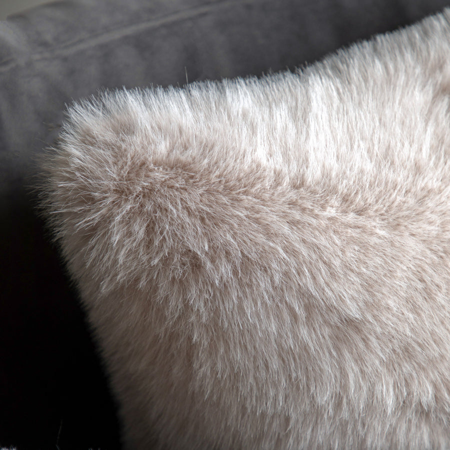 Maple Faux Fur Cream Rectangle Cushion - Maple Faux Fur Cushion Oatmeal 40x60CM Sterling Home 2
